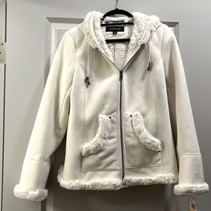 Suede and Fur Zip Up Coat